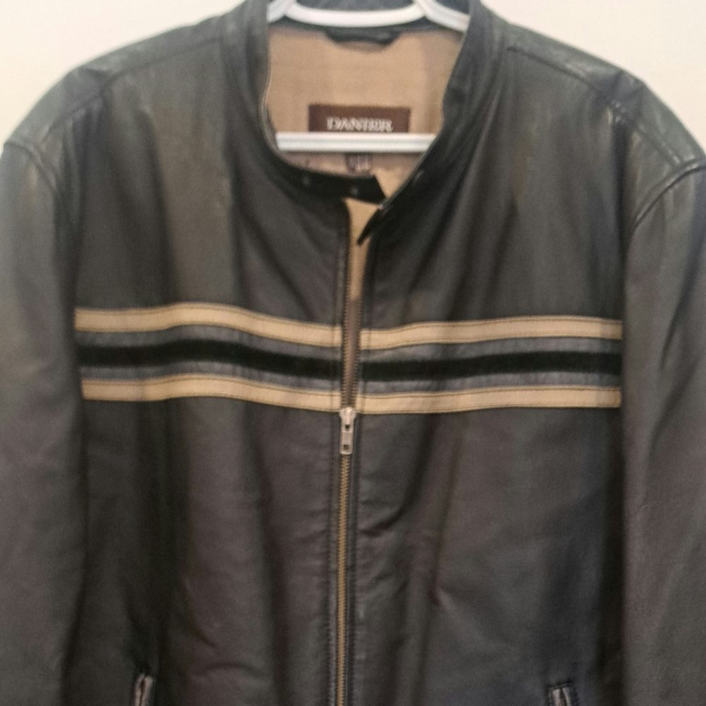 Vintage Like New Danier Black Leather Moto Racing Jacket